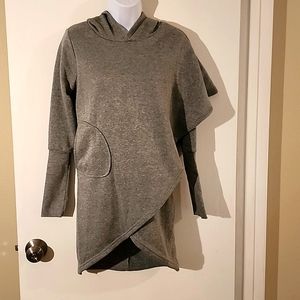 Gray hooded sweatshirt, partial wrap, long, size small